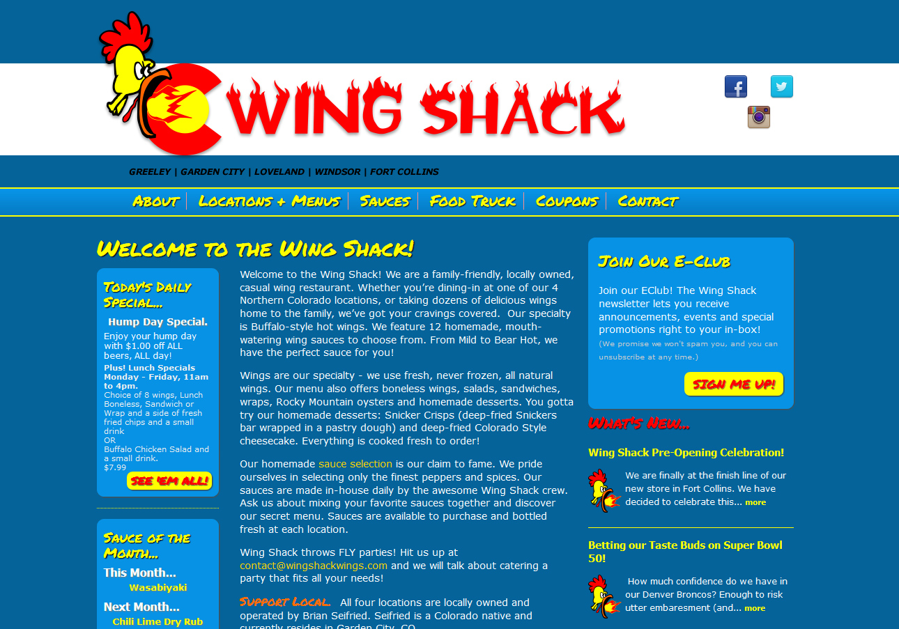 Wing Shack Website Bulldog Graphics Llc